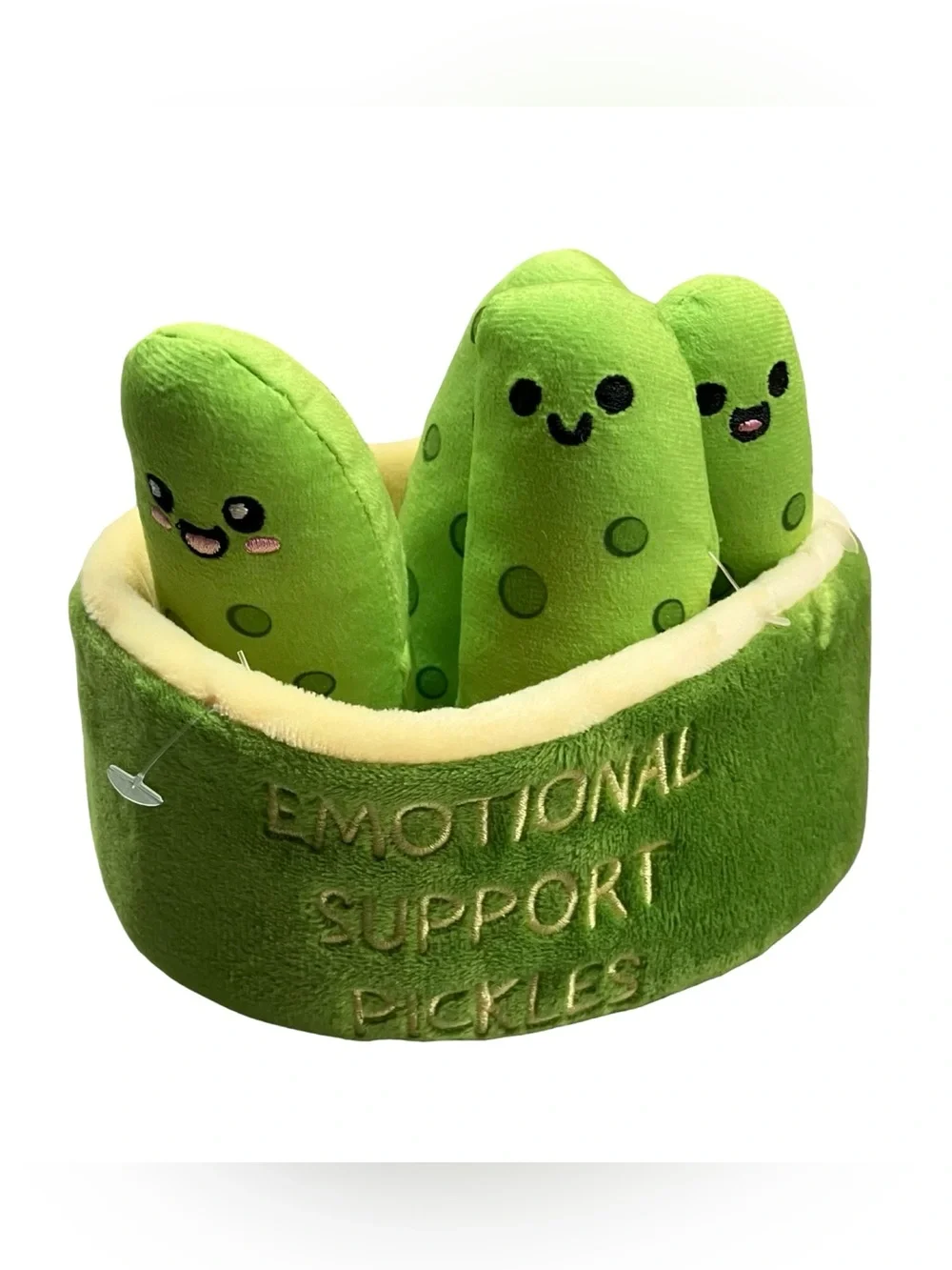 Emotional Support Pickles Plush Set – 4 Stuffed Toys & Basket by Relatable Soft